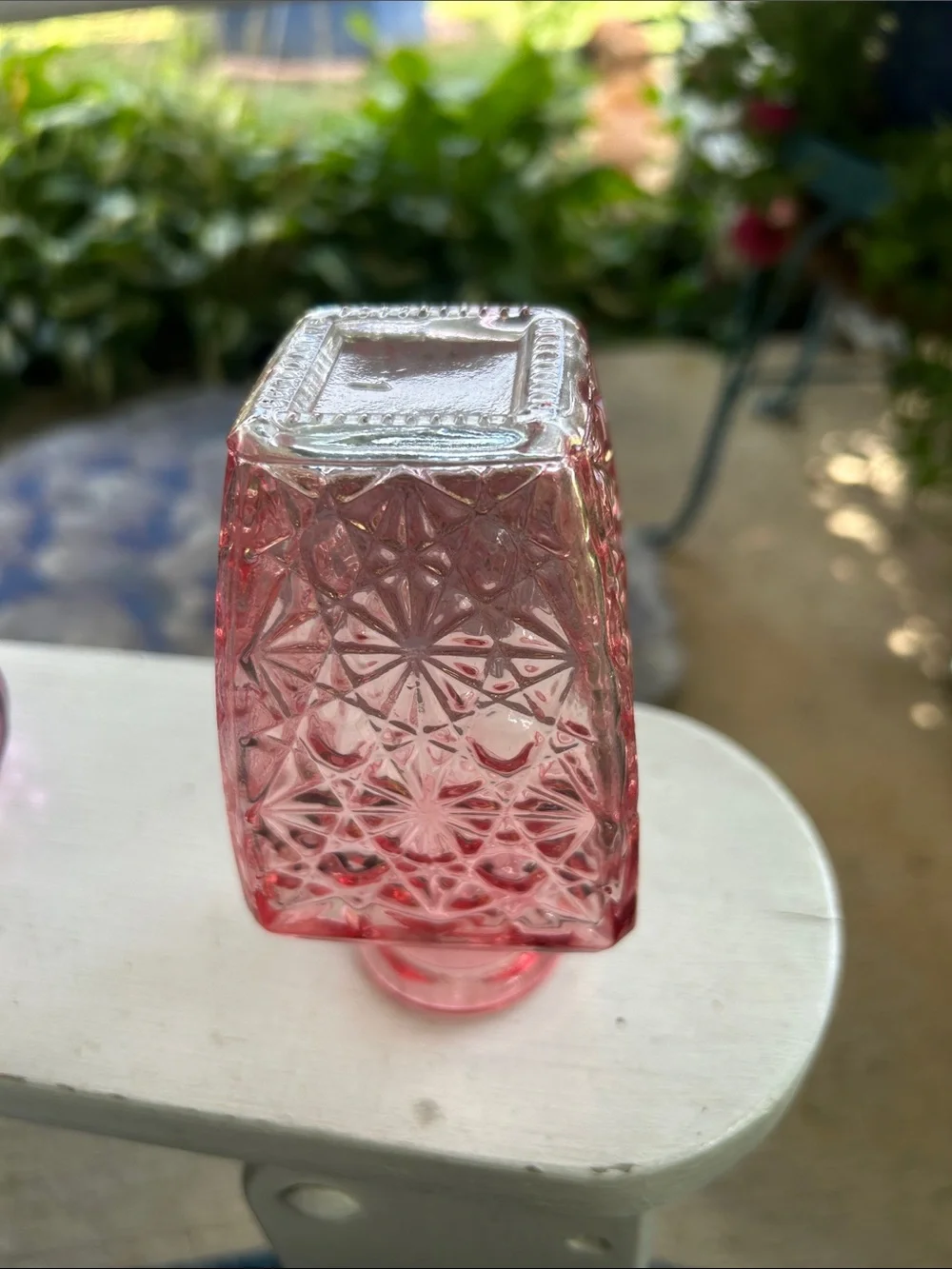 Pink Embossed Glass Vase -